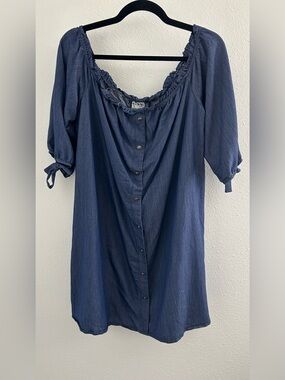 NAIF Indigo Button-Front Peasant Tunic
